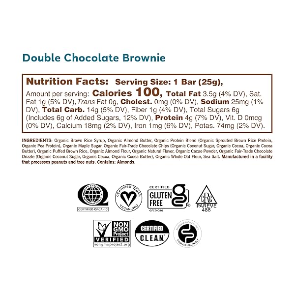 GOMACRO KIDS MACROBAR ORGANIC VEGAN SNACK BARS – DOUBLE CHOCOLATE BROWNIE (0.90 OUNCE BARS, 7 COUNT)