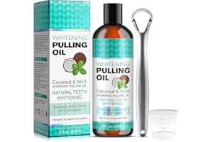 DUOXINGTANG Coconut Oil Pulling with Tongue Scraper,Natural Essential Oils with Peppermint Vitamin Alcohol-Free Mouthwashes for Fresh Breath,Teeth Whitening,Gum Health (120ml)