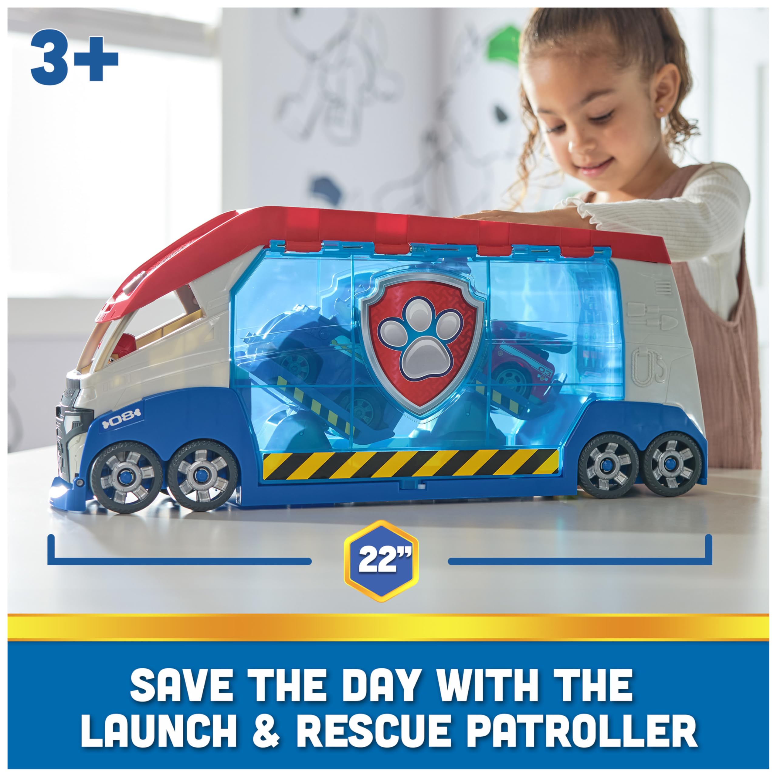 Paw Patrol, Transforming PAW Patroller with Vehicle Launchers, Lights & Sounds, Ryder Action Figure & ATV Toy Car, Kids Toys for Boys & Girls Ages 3+