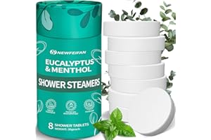 Shower Steamers Aromatherapy 8 Pack Christmas Stocking Stuffers for Teen Girls Women Men, Organic Eucalyptus & Menthol Essent