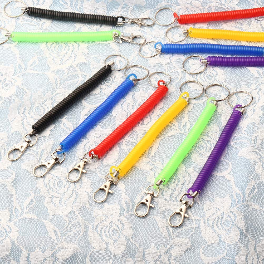 pengxiaomei 12 Pieces Stretchy Spiral Keyring, Colourful Plastic