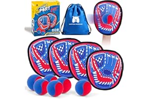 CAPTAIN CHAOWING Toss and Catch Ball Set Outdoor Games for Kids, Beginner Toddler Baseball Training Glove Sticky Ball Catch Toys, Beach Pool Yard Games Toys for Kids and Family, Baseball Gift for Boys Girls Ages 3-12