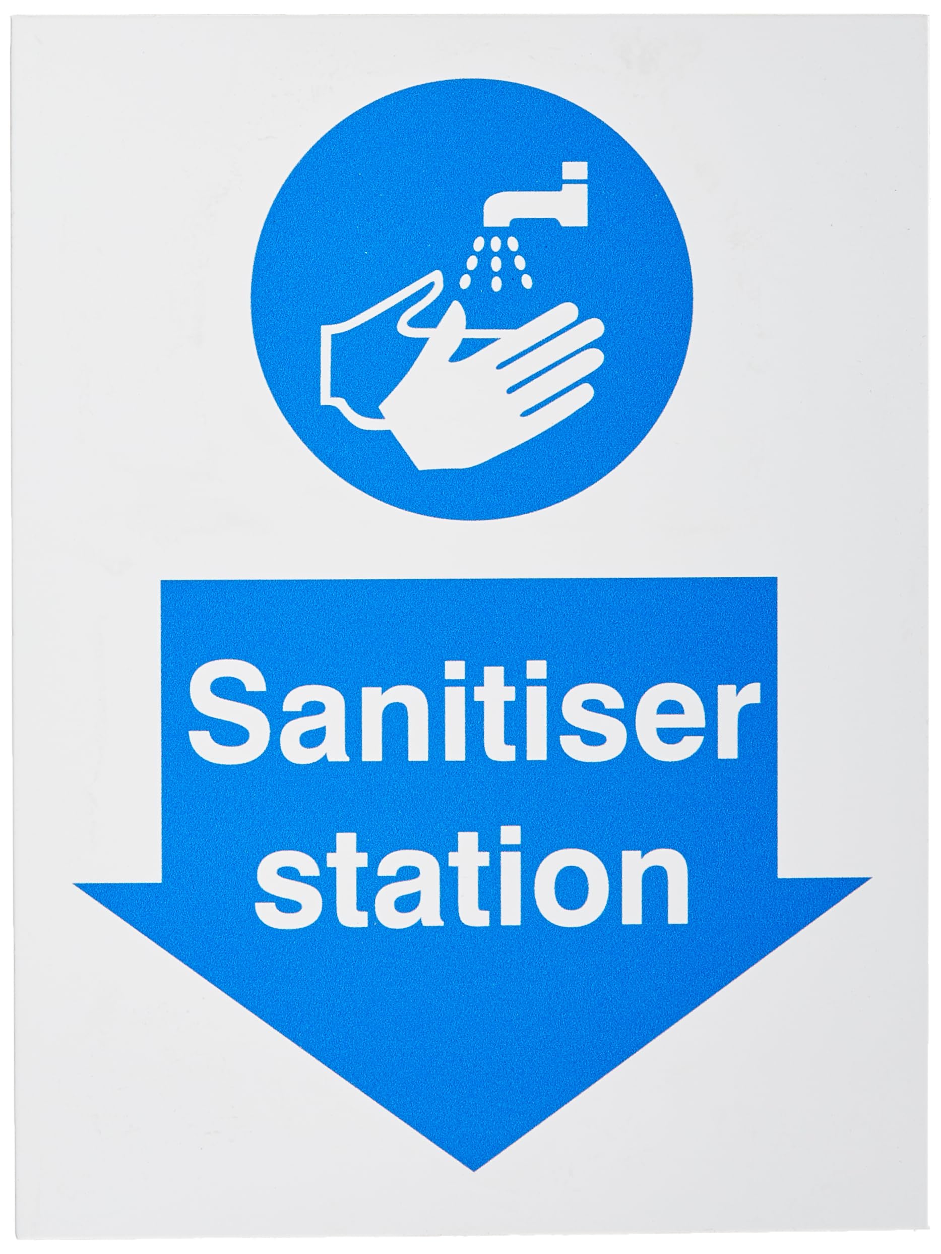 SECO"SANITISER Station", 150x200mm Semi-Rigid Plastic Safety Sign, White/Blue