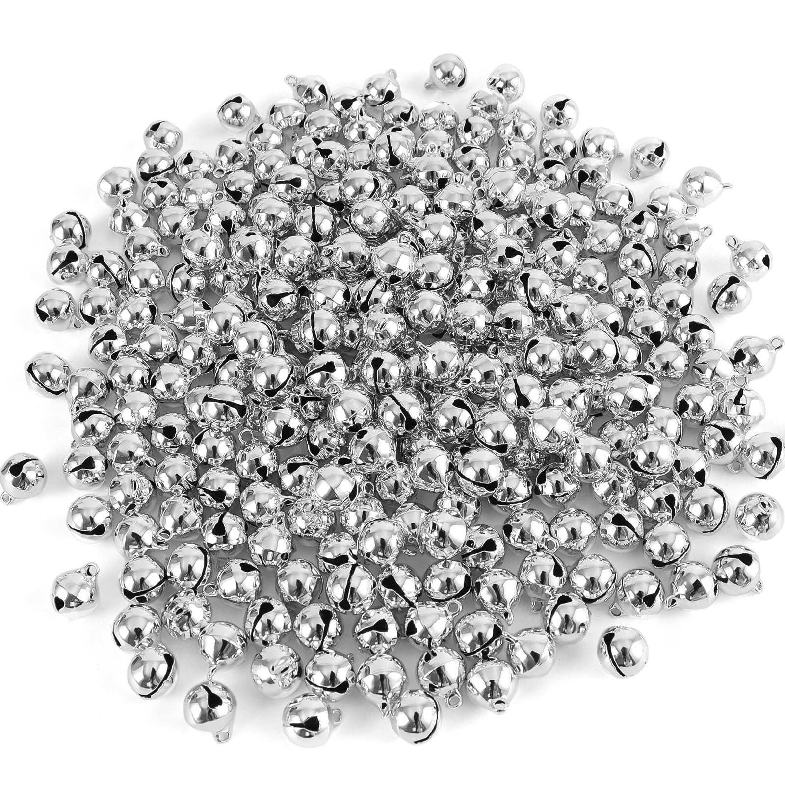 Photo 1 of 1/2 Inch Jingle Bells Small Bell Mini Bells, Tiny Crafts Bells, DIY for Christmas Home Making Ornaments Wreath Pet Decorations Bracelet Anklets Necklace Knitting Jewelry Making 120 Pcs, Silver