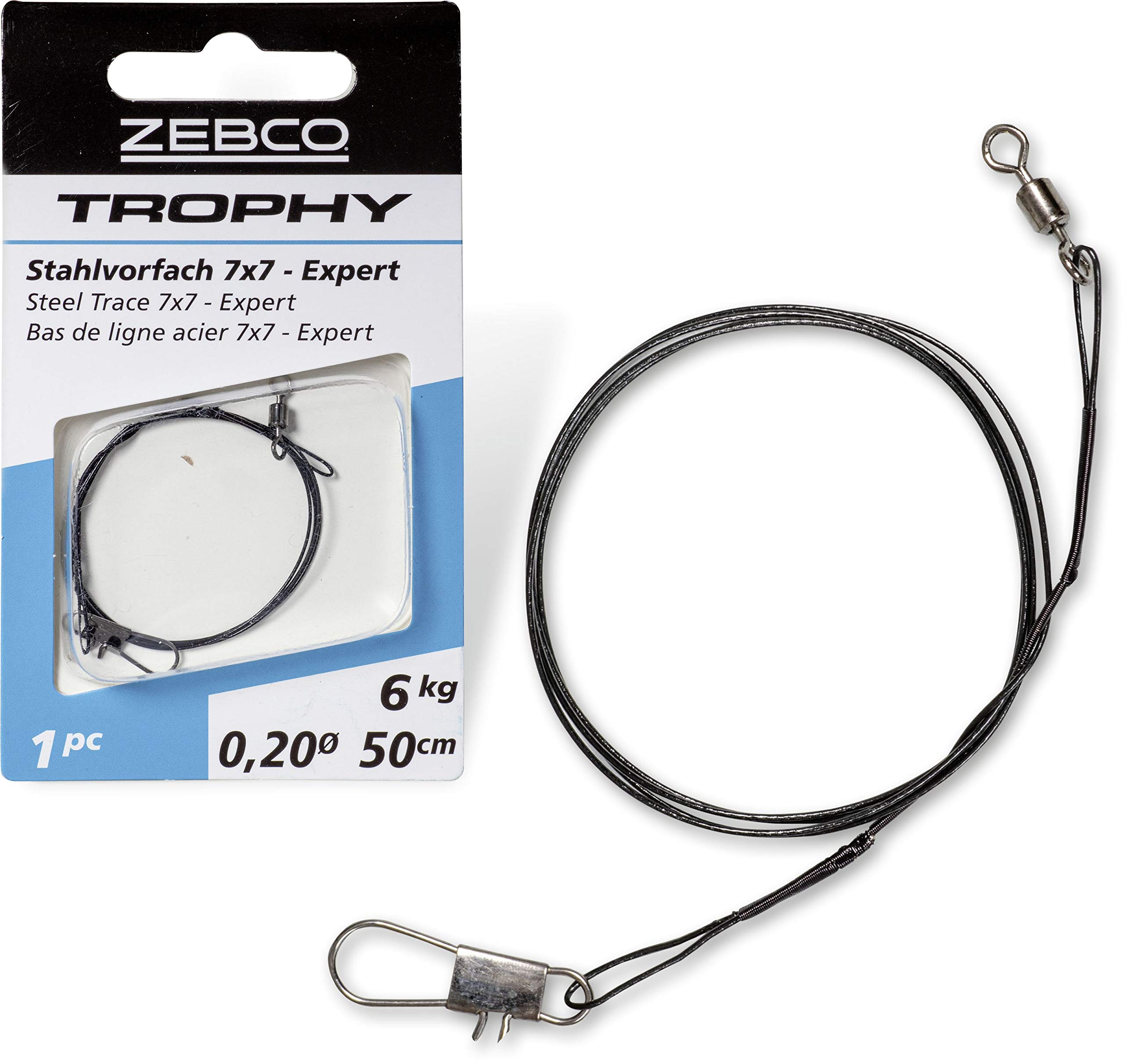Zebco Quality Trophy Steel Leader 7 x 7 Expert Safe Leader Material Fishing Accessories with Fishing Hooks Pike Fishing Various 12 kg