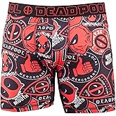 Bioworld Marvel Comics Men's Deadpool Sticker Merc with a Mouth No-Fly Boxer Briefs, Black