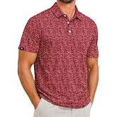 ZITY Men's Golf Polo Shirts Short Sleeve Print Patterns Moisture Wicking | UPF 50+,Quick Drying, Soft, Performance Tshirt,3 Button, Daily, Sports, Outdoor，Casual Collared Polo