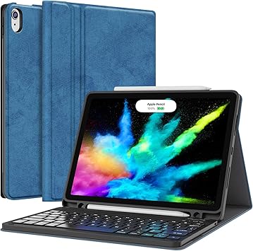 Amazon Com Ipad Air 4 Keyboard Case 10 9 Inch 2020 Detachable Wireless Keyboard Pencil Holder Flip Stand Cover For Ipad Pro 11 2018 Ipad Air 4 10 9 Inch 2020 Blue Computers Accessories