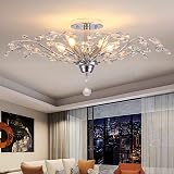 Ganeed Vintage K9 Clear Crystal Chandelier 5 Lights Flush Mount Silver