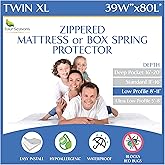 Twin Extra Long (Twin XL) Mattress Protector (8"-11" Depth) - Zippered Waterproof Cover - Fits College Dorm Twin XL Mattress - Hypoallergenic Premium Quality Encasement