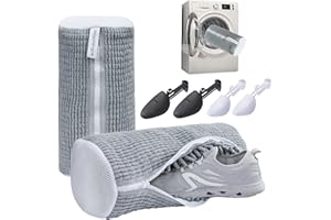 Shoe Washing Machine Bag 2pcs Grey, Fluffy Fibers Keep 360° Wrap-around Cleaning, with Durable Self-Locked Hidden Zipper, wit
