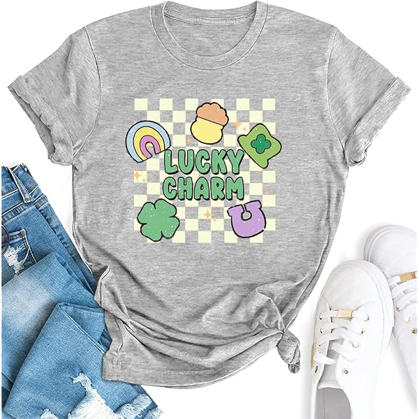 Women's Happy St Patrick's Day Shirt - Cute Shamrock Graphic Tee, Lucky Irish Short Sleeve Top - View #3