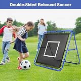 BAGAIL Double Sided Rebounder Net 120x120cm Football Goals Portable Practice view 7