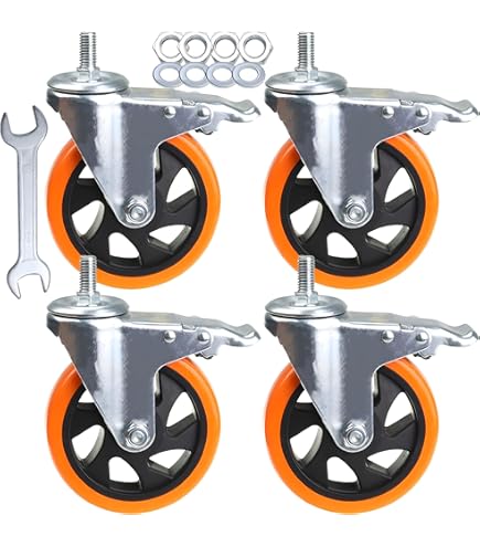 Anyalite 5-Piece Set PU Swivel Casters, 3/8 * 1 Inch, 240 Kg - View #11