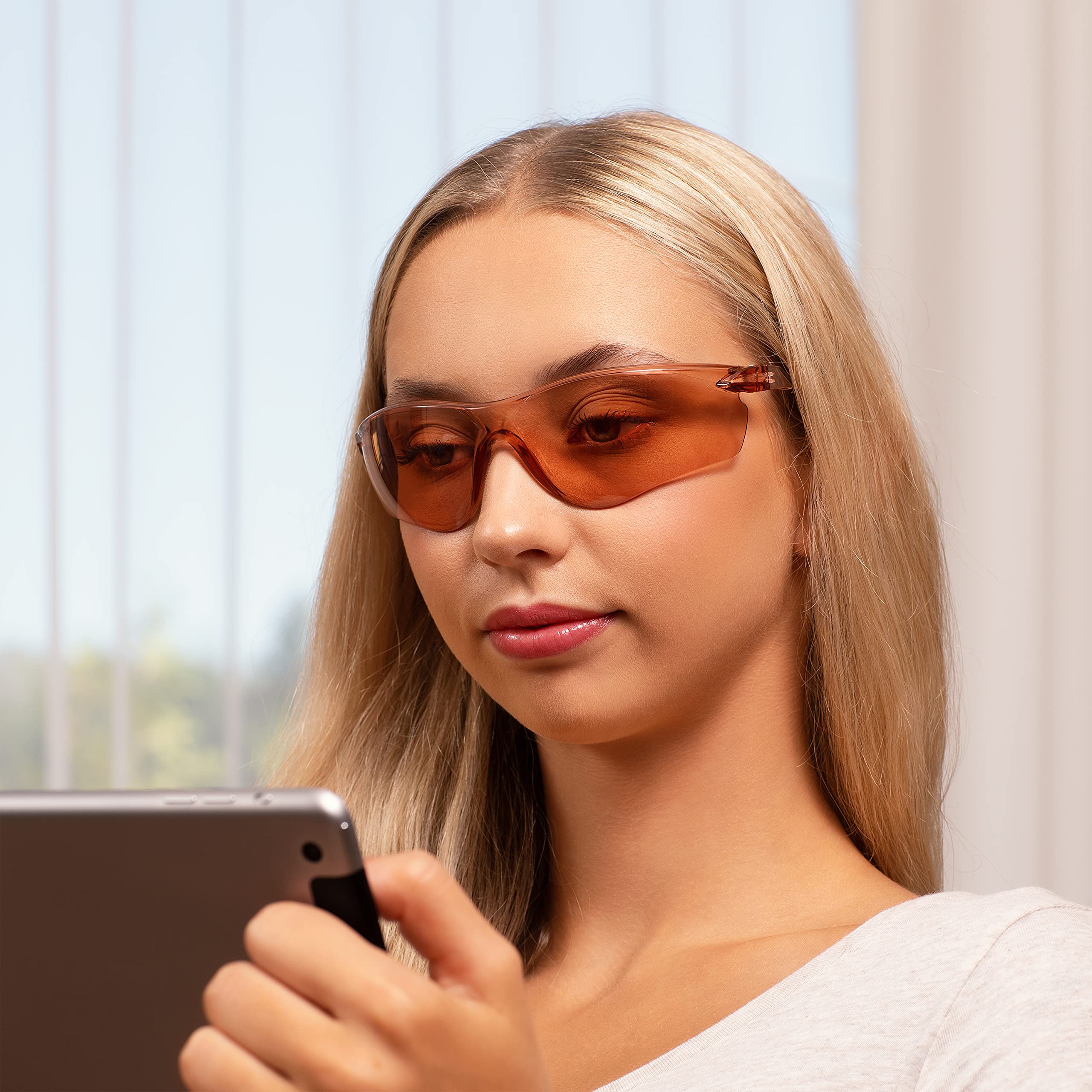 NoCry Safety Glasses - Blue Light Filter Glasses with Orange Lenses, Scratch-Resistant Anti-Fog Coating, Glasses with UV 400 Protection, ANSI Z87.1 Certified