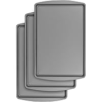 G & S Metal Products Company BakerEze Medium Non-Stick Cookie Pan, 16.9''L x 10.7''W x 0.8''H, Grey, 3 Count (Pack of 1)