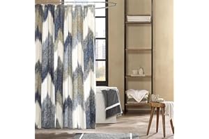INK+IVY Alpine Shower Curtain Cotton Printed Modern Abstract Pattern Machine Washable Home Bathroom Decorations, 72x72, Navy