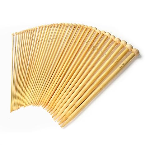LIHAO Stricknadeln Bambus Set 18 Größe (36 Stk.) 2.0-10.0mm Handarbeit Knitting Needles Crochet Hooks