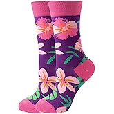 Ao Yee ZGL Women Colourful fun Socks,Ladies Crew Cute Combed cotton animal cat flowers fruit socks