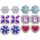 Glntyph 6 Style of 12pcs Rhinestones Snaps Jewelry Charms Ginger Buttons 18/20mm for Interchangeable Snaps Jewelry Making Women DIY Bracelets Necklaces Rings Brooch Accessories (011)exclude the snaps