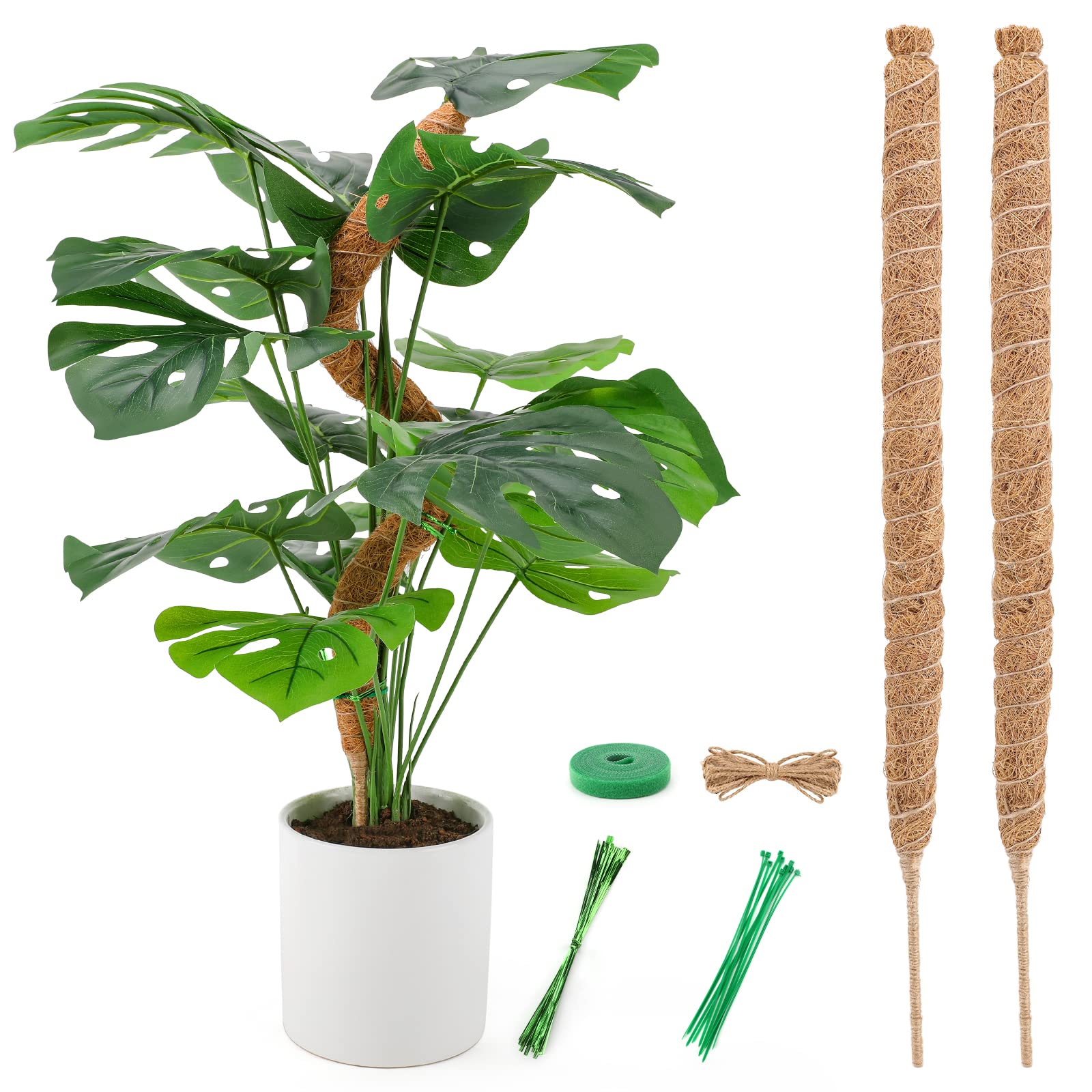 LMAIVE Moss Pole, Moss Pole for Plants Monstera, 2PCS 25'' Bendable Plant Sticks Support, Plant Stakes for Indoor Plants, Coco Coir Pole Plant Support, Monstera Moss Pole for Climbing Plants Growth