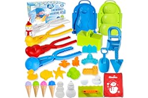 Max Fun 25Pcs Winter Snowball Tool Kit with Handle for Snow Ball Shapes Fights Duck for Kids Toddlers Adults Outdoor Sand Molds Beach Toys