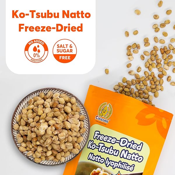 SUNGIVEN FREEZE DRIED NATTO BEANS FERMENTED SOYBEAN NON-GMO VEGAN READY TO EAT JAPANESE SNACK NATTO 3.53 OZ