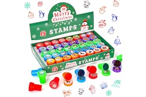 CHILDOM Christmas Stamps for Kids,40 Pcs Christmas Decorations Stamps Goodie Bag Fillers,Xmas Toys Bulk for Treat Bags,Holiday Party Favors for Kids,Xmas Stocking Stuffers,Classroom Prize Supplies,Party Gift