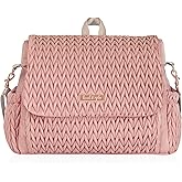 Hannah & Sophia Belle Convertible Baby Diaper Backpack & Bag in Pink Polyester with Classic Style