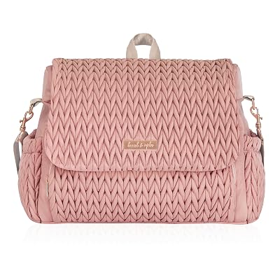 Hannah & Sophia Belle Convertible Baby Diaper Backpack & Bag in Pink Polyester with Classic Style