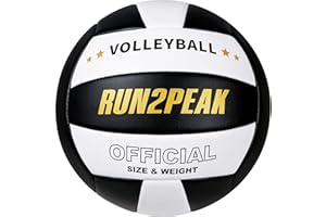 RUN2PEAK Soft Volleyball Ball Official Size 5 Volleyballs for Indoor Outdoor Beach Pool Game Play for Youth Teen Team Beginners Professional PU Leather Training Practice Volley Balls