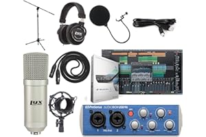 PreSonus AudioBox 96 USB 2×2 Interface Recording Bundle with LyxPro Cardioid Condenser Mic, HAS‑10 Headphones, Pop Filter, Shockmount, Stand, XLR Cable & Studio One Artist Software Kit