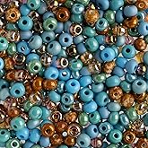 John Bead Czech Glass Seed Beads 6/0 (100g) Turquoise Mix Beads for DIY Art Crafts Jewelry Bracelets Necklaces Earrings Making