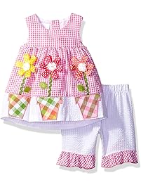 Bonnie Baby Baby Girls Seersucker Playwear Set with Applique