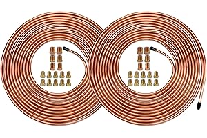 MuHize 3/16 Inch Brake Line Kit - 25 Ft Copper Coated Braking Tubing + 16 Braking Fittings(2 Sets), Anti-Rust & Durable, Fits Sedan, SUV, Light Truck Brake Line Replacement