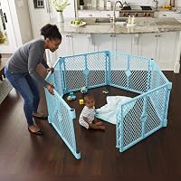 Toddleroo by North States Superyard Indoor/Outdoor 6 Panel Baby Play Yard: Safe Play Area Anywhere. Folds up with Carrying Strap for Easy Travel. Freestanding. 18.5 sq. ft. Enclosure (26" Tall, Aqua)