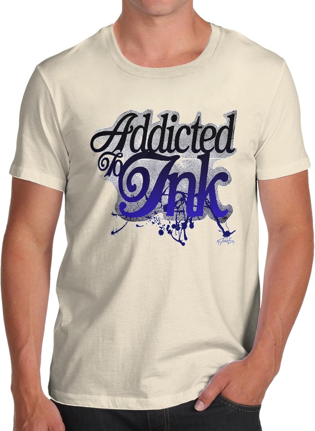 Novelty T Shirt Christmas Addicted to Ink Men's TShirt Large Natural