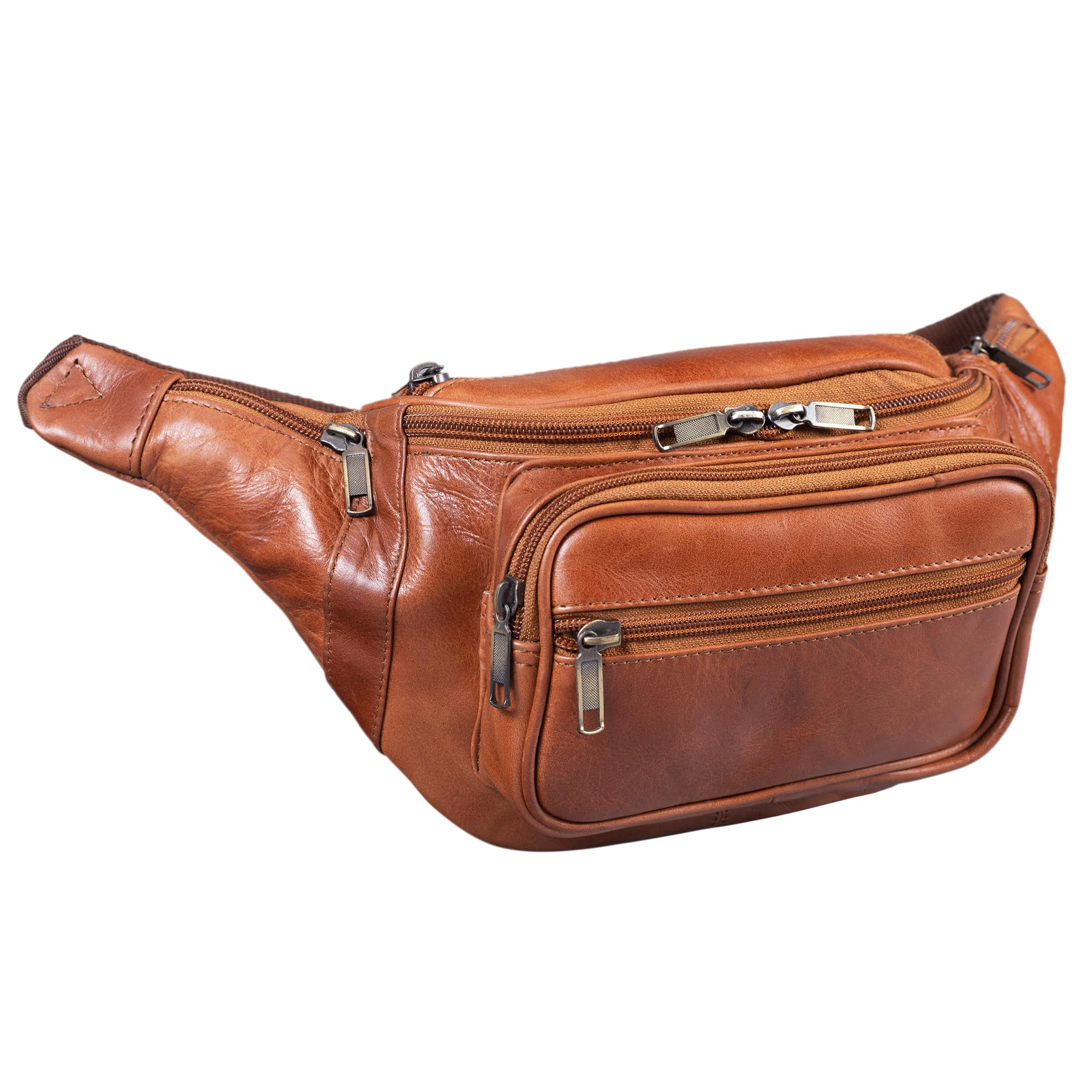 STILORD "Maverick" Leather Fanny Pack Shoulder Bag Camera Bag Mobile Phone Travel Festival Trekking Ladies Men Soft Leather Colour:Shiny Cognac Brown