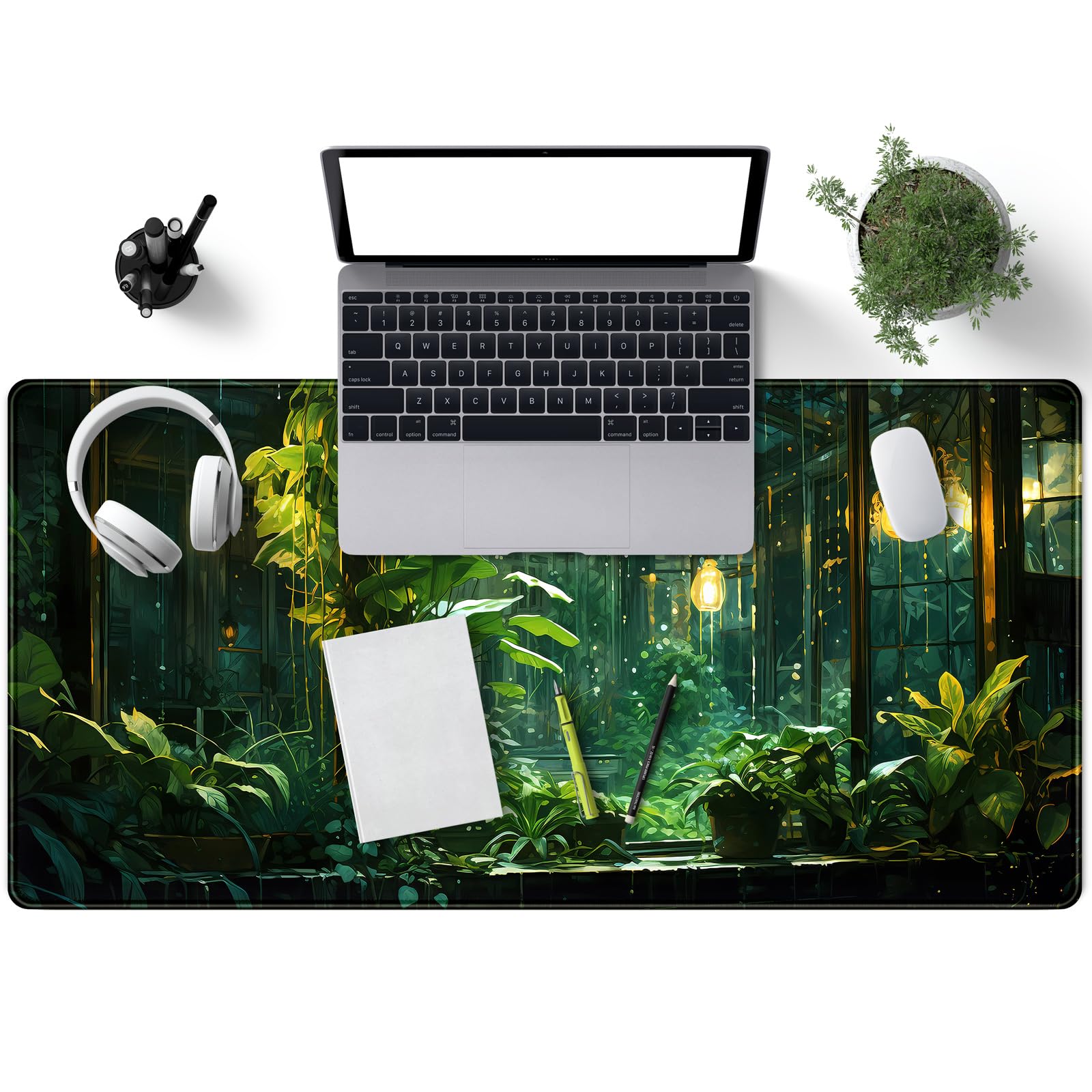 Aesthetic Plants Desk Mat Green Large Mouse Pad