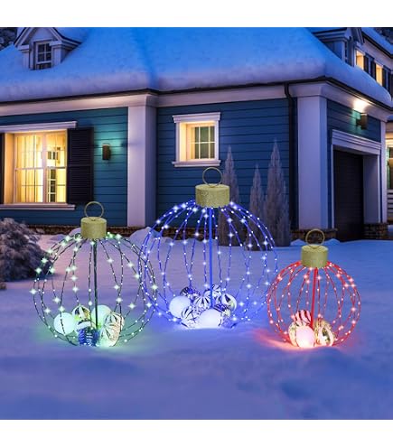 Amazon.com: VEIKOU Set of 3 Lighted Christmas Ornaments, 3 Colors