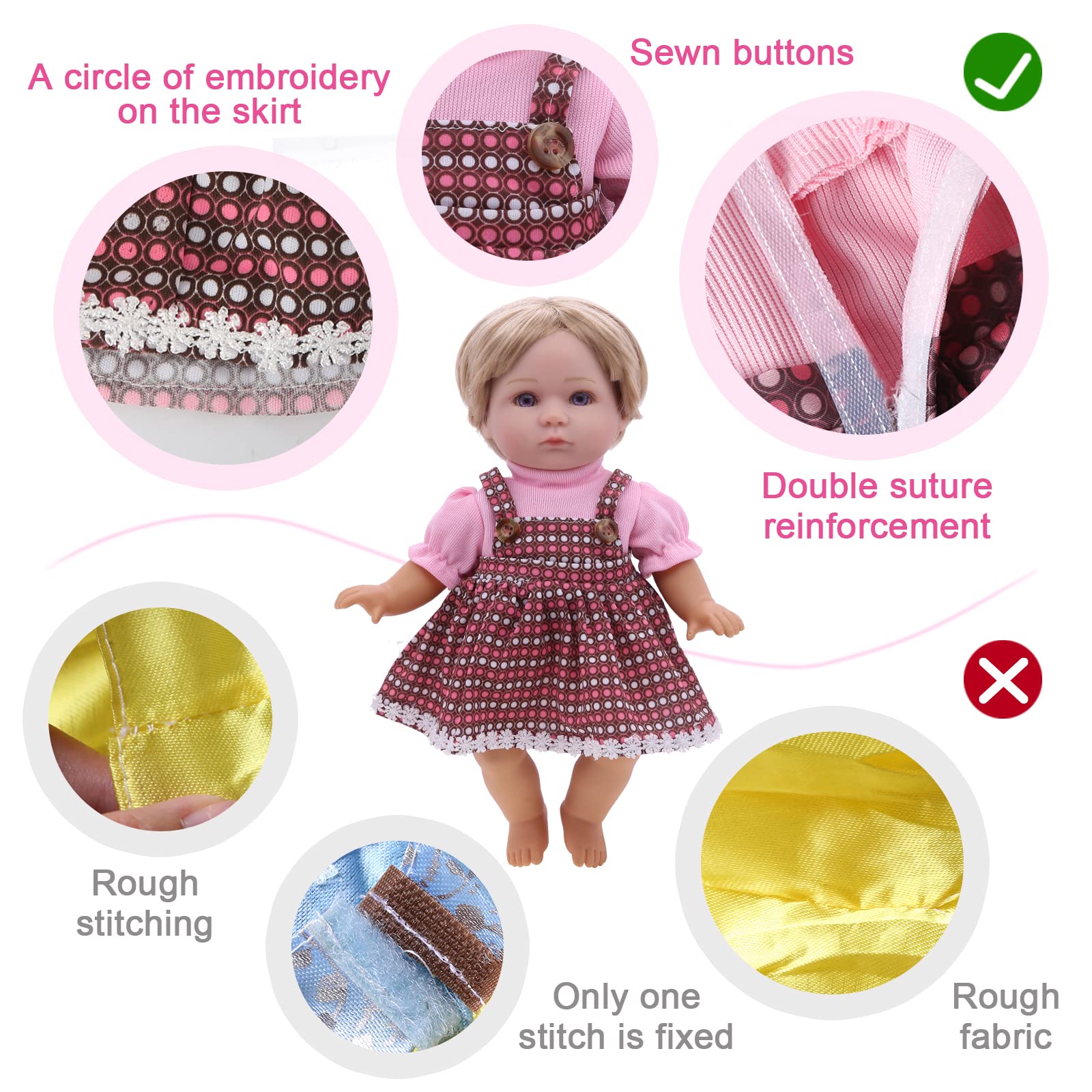 Alive Baby Doll Clothes and Accessories - 12 Sets Girl Doll Princess Dress for 12-14 Inch Dolls - Cute Outfits for Little Girls' Christmas & Birthday