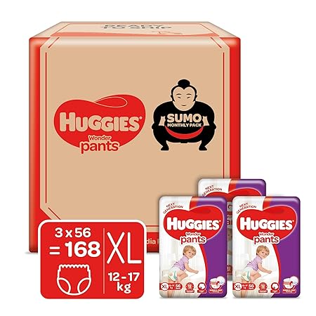 Huggies Wonder Pants Diapers Sumo Pack, Extra Large (168 Count)