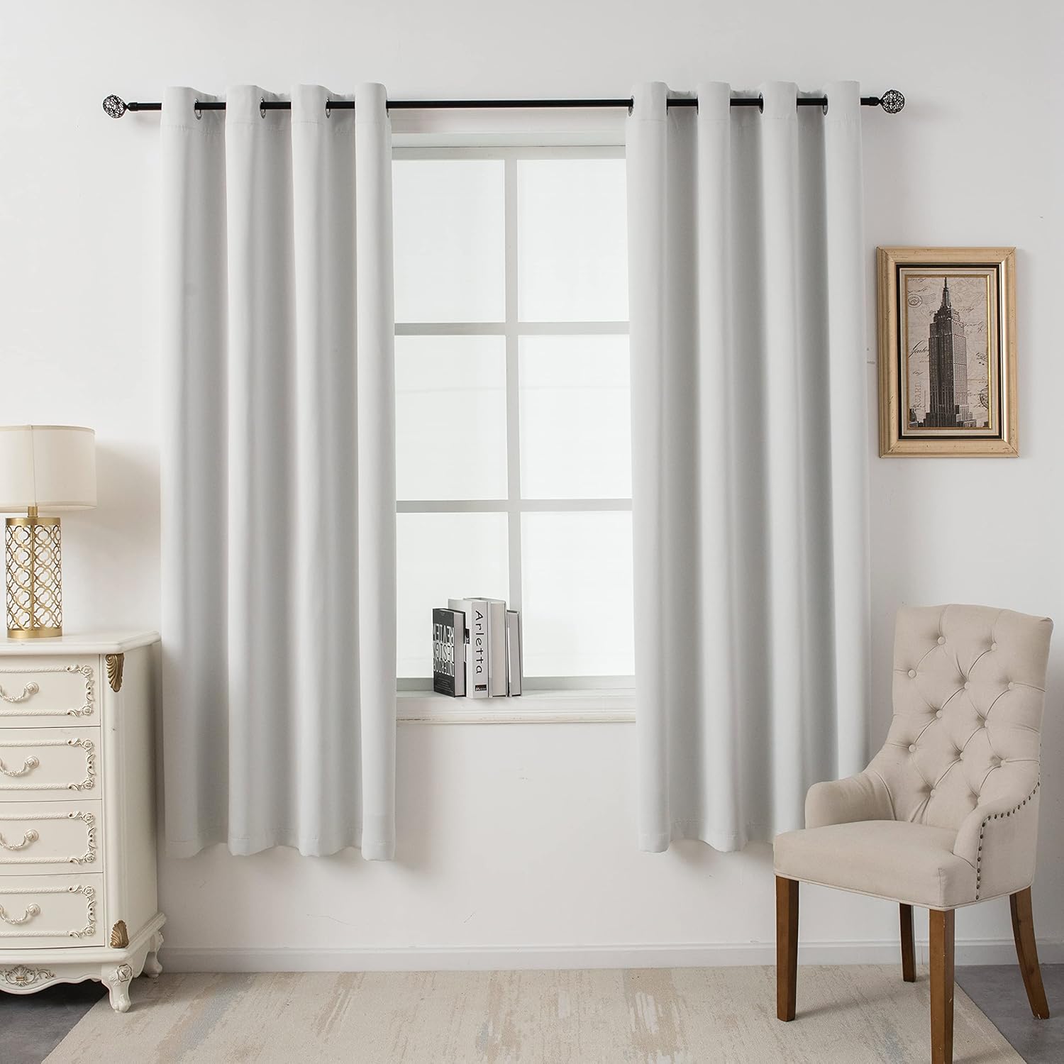 Outdoor Curtains - Hosonson 2 Panels Waterproof Outdoor Curtains for Patio, 52x95 Inch, Greyish White - Thermal Insulated, Sun Blocking Blackout Curtains for Bedroom, Drapes for Living Room, Porch, Pergola, Cabana