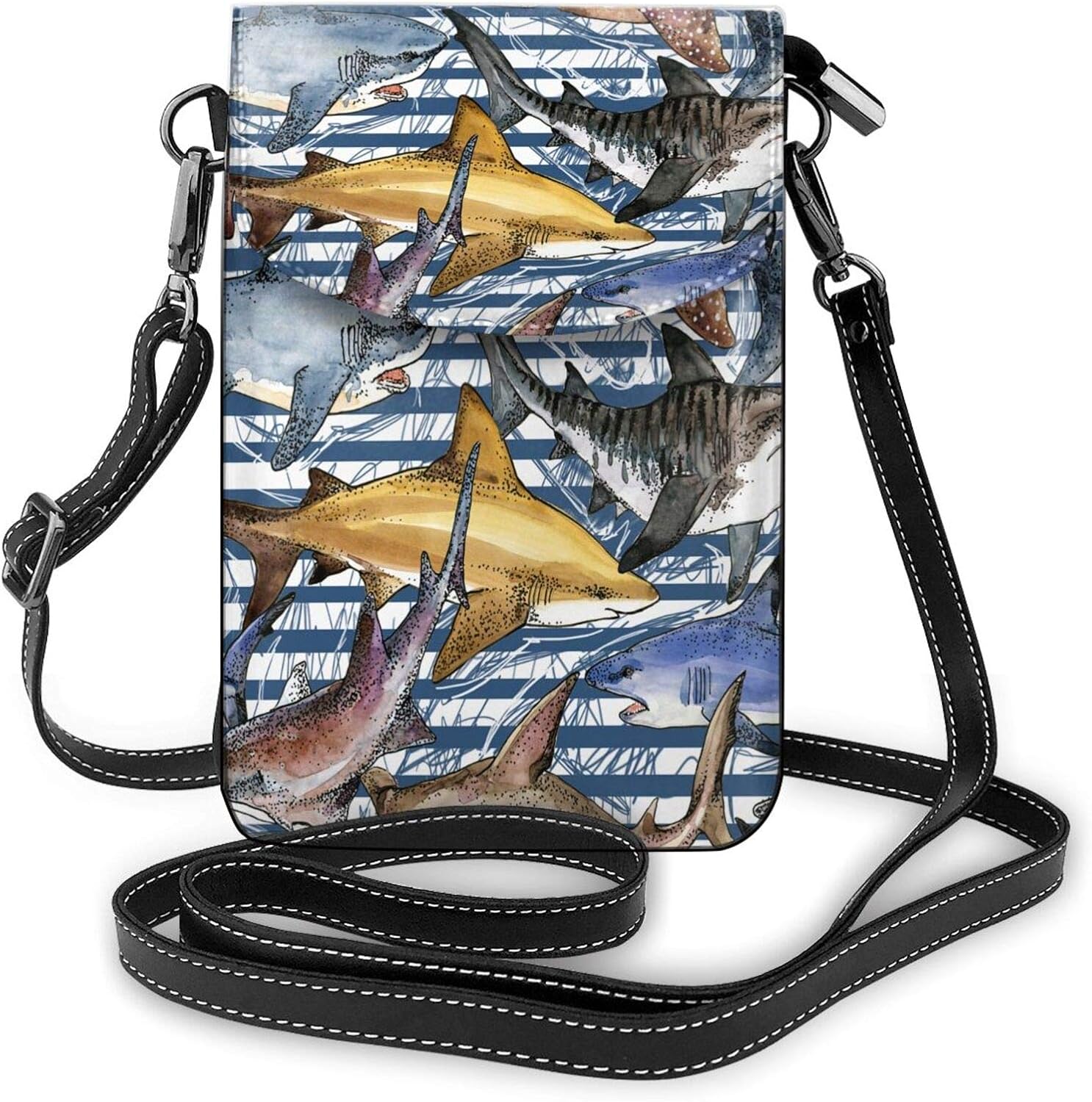 IBILIU Crossbody Cell Phone Purse Shark,Colorful Shark In Deep Ocean