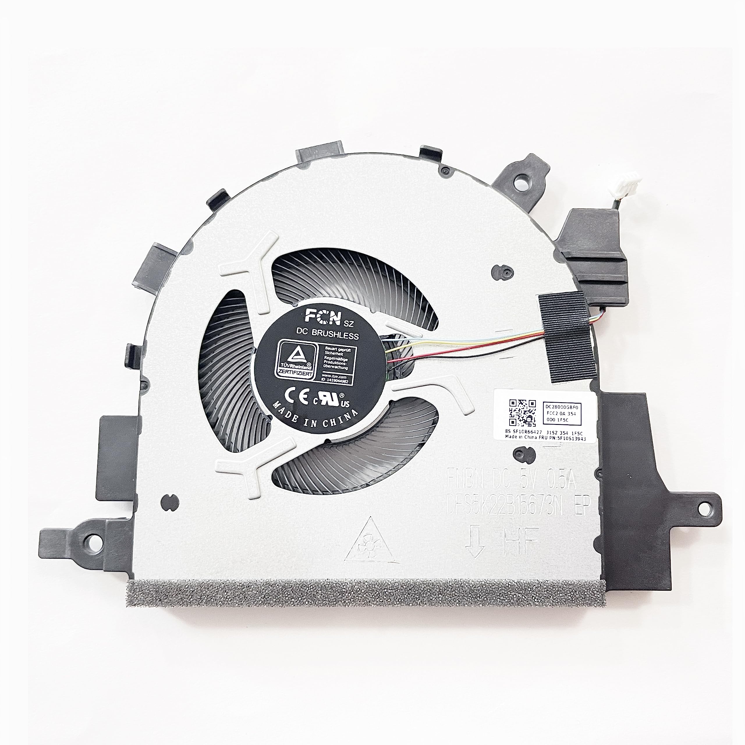 Fleshy Leaf Replacement CPU Cooling Fan for Lenovo IdeaPad 3-15ITL6 82H8 3-15ALC6 82KU 3-15ADA6 82KR V15 G2-ALC V15 G2-ITL DC5V Series 5F10S13943 DC28000GBD0 DC28000GBF0 DFS5K22B15673N FNBN