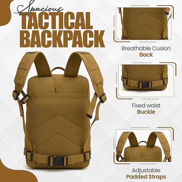 ADVANCAMP 45L MILITARY TACTICAL BACKPACK LARGE DAY PACK FOR MEN – MOLLE RUCKING ASSAULT RUCKSACK, HEAVY-DUTY WATER-RESISTANT BAG FOR HIKING, GYM, TRAVEL & OUTDOOR ADVENTURES – KHAKI
