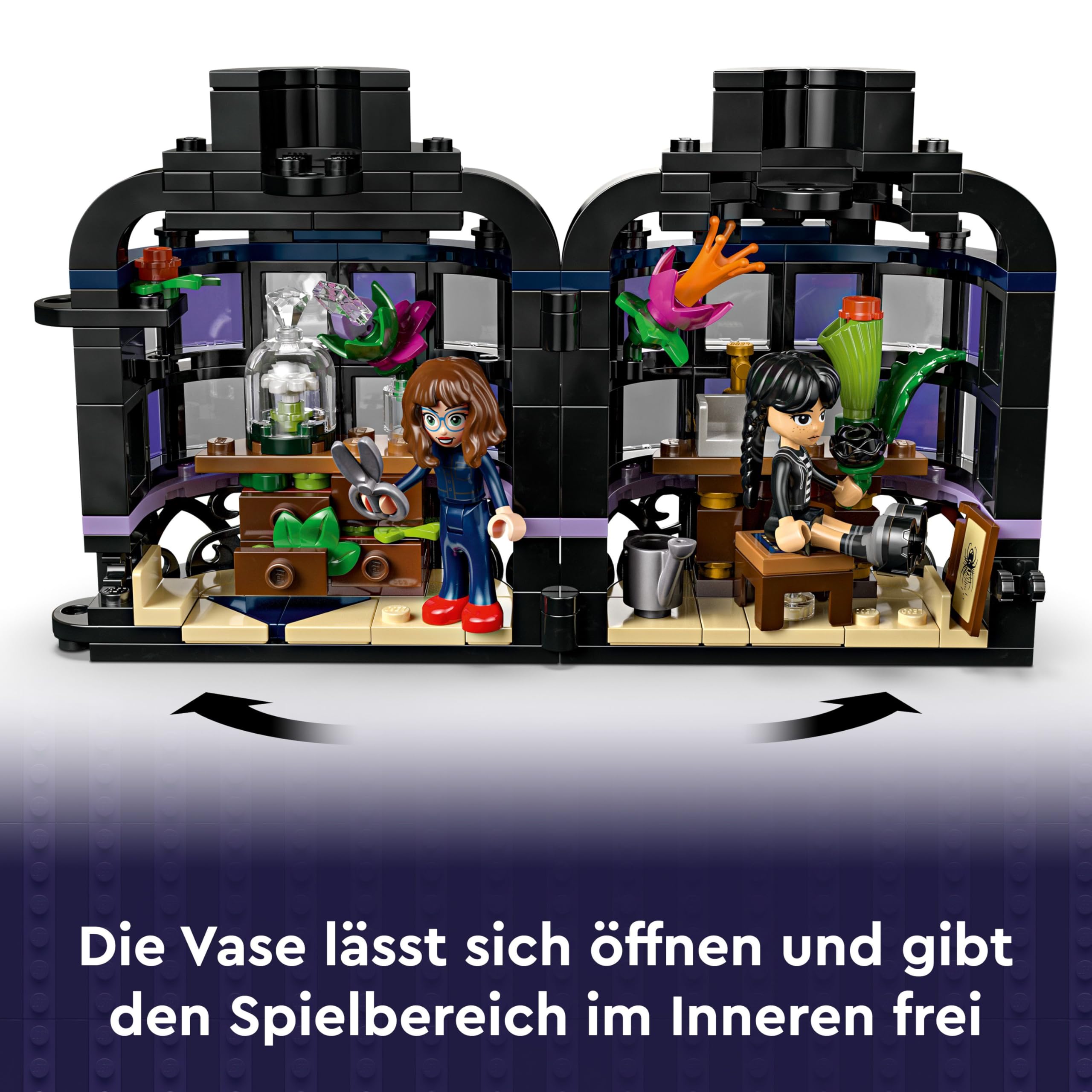 LEGO Wednesday Schwarze Dahlie Spielzeug - Spielset zum Bauen und Ausstellen mit 2 Minifiguren & Zubehör - Modellbau - Kinder Geschenk für Mädchen, Jungen & Fans der TV-Serie ab 9 Jahren - 76784 3