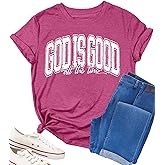 Qkdemfa Christian Shirts for Womens God is Good Tshirt Jesus Religious Gift Faith Inspirational Short Sleeve Top