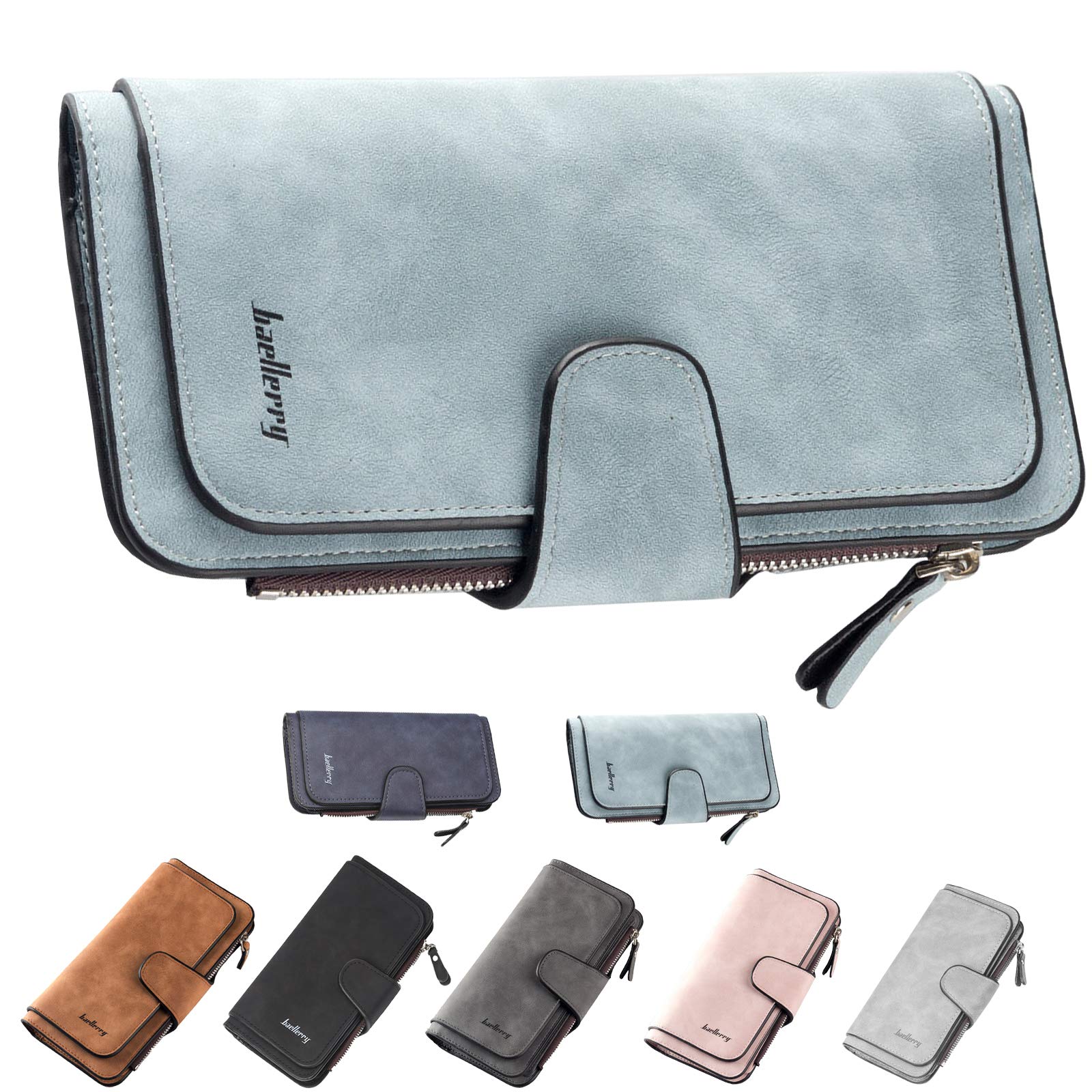 ZhengYue Ladies Purse Women's Wallet RFID Blocking-Soft Leather Purses for Women with Multiple Card Slots,Coin Pocket & Roomy Compartment Light Blue