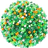 UPINS 1200Pcs St. Patrick's Day Pony Beads,Green Glitter Irish Colored Beads Bulk for Jewelry Making Bracelets Necklace DIY Crafts Supplies (10 Colors)